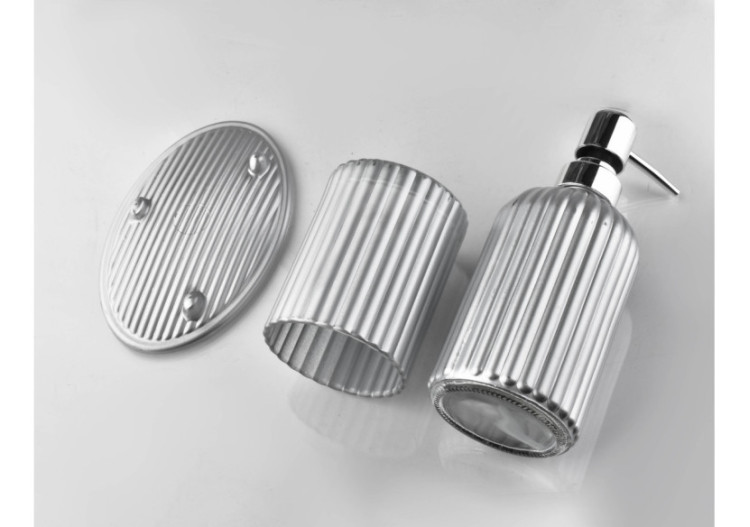 Ensemble de Salle de Bain ARI SILVER - 3 pièces finition mate argentée - HTWM6174-PROM - Bathlab By Mondex 2