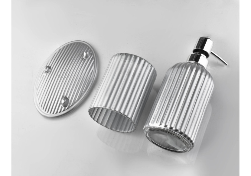 Ensemble de Salle de Bain ARI SILVER - 3 pièces finition mate argentée - HTWM6174-PROM - Bathlab By Mondex