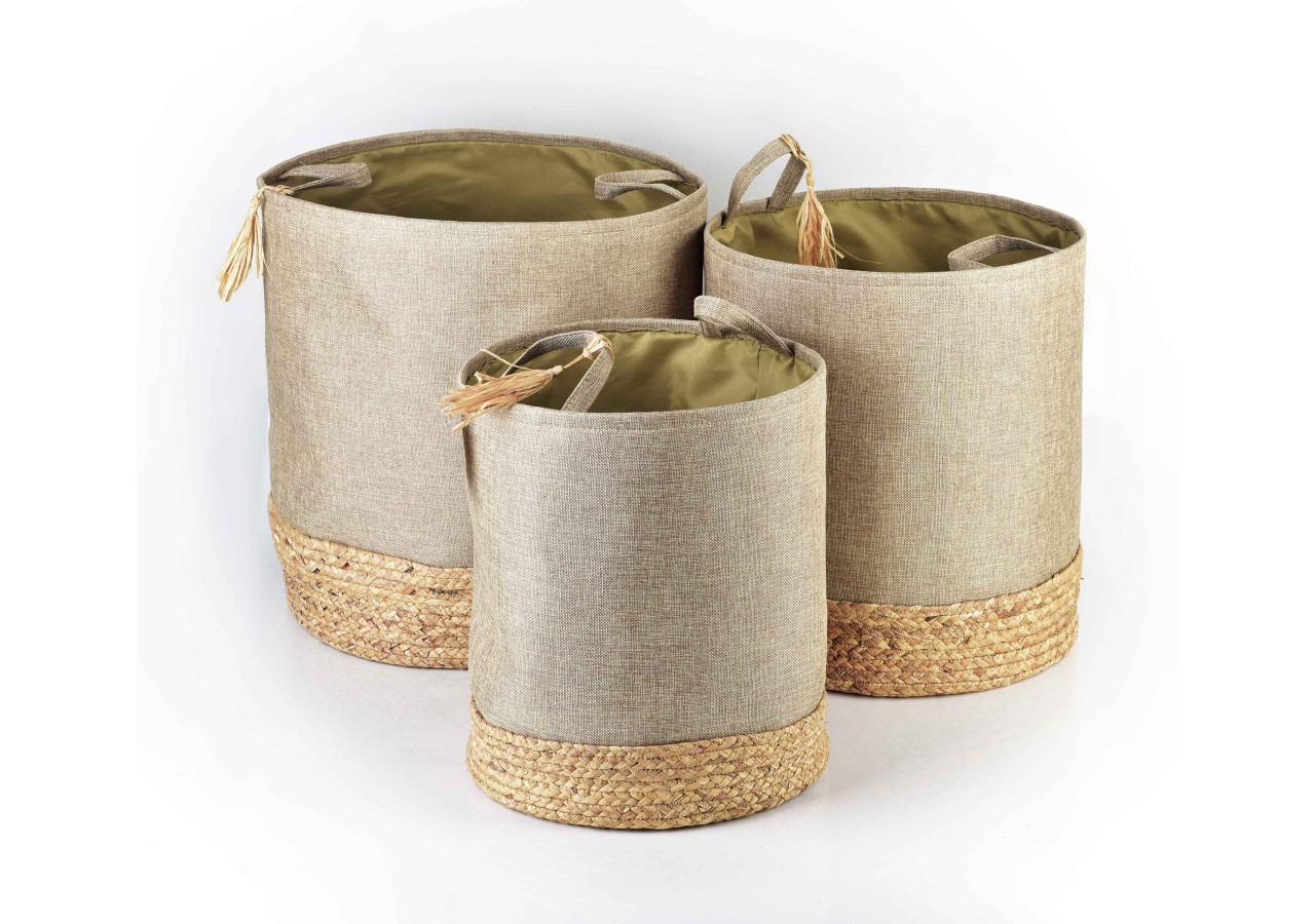 Panier AMPARO - Set de 3 paniers en imitation lin - HIWB7089-PROM - Mondex