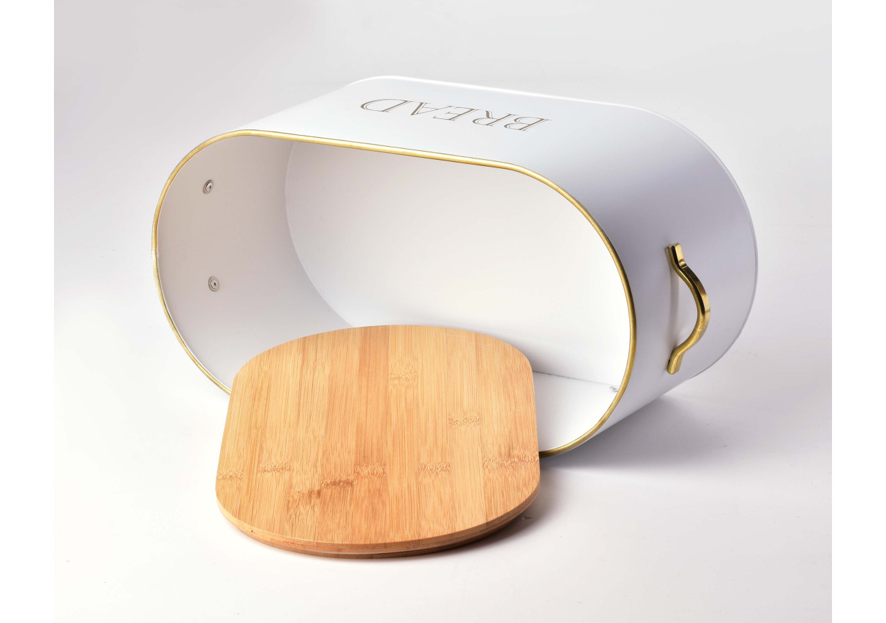 Pain SANDY WHITE - Boîte à pain ovale 34/37,5x18xH16cm - HTBC3646-PROM - Cookini By Mondex