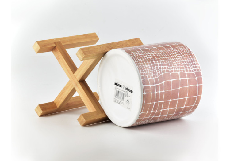 Pot AVA - Céramique sur support en bois 16,2x16,5cm - HTYE6814-PROM - Mondex 2