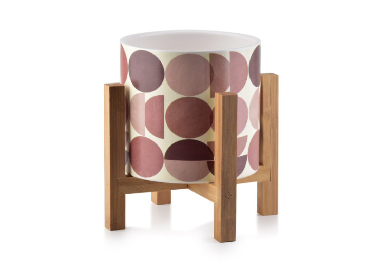 Pot AVA - Céramique sur support en bois 16,2x16,5cm - HTYE6869-PROM - Mondex