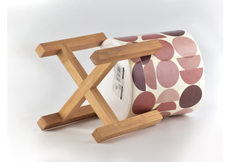 Pot AVA - Céramique sur support en bois 16,2x16,5cm - HTYE6869-PROM - Mondex 2