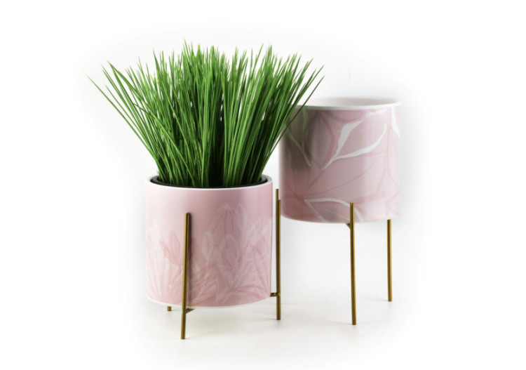 Cache-pot NEVA - 12 x 14,5cm sur support en métal - HTYE7002-PROM - Mondex 2