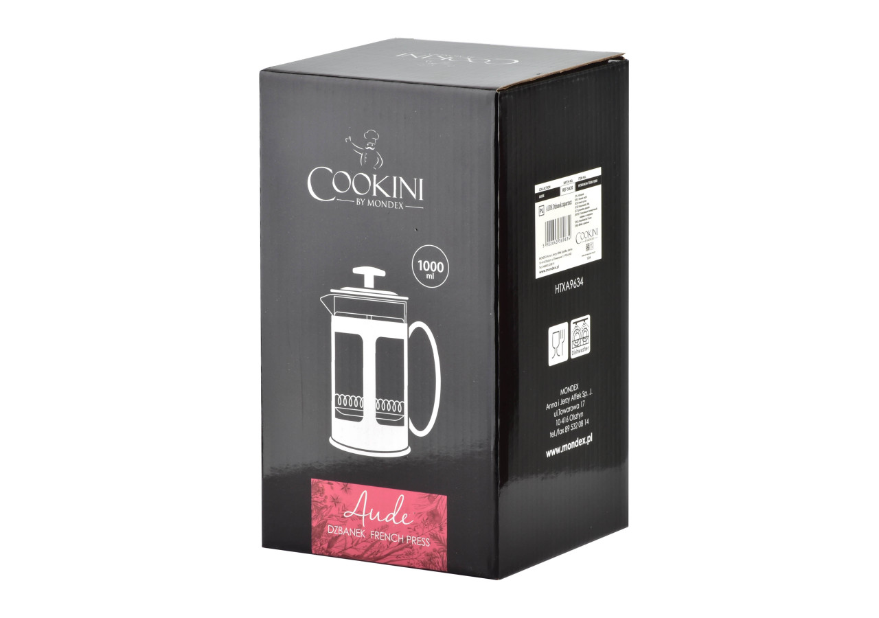 French Press AUDE 1000ml - Verre borosilicate 10,5x15xh21cm - HTXA5705-CX - Cookini By Mondex