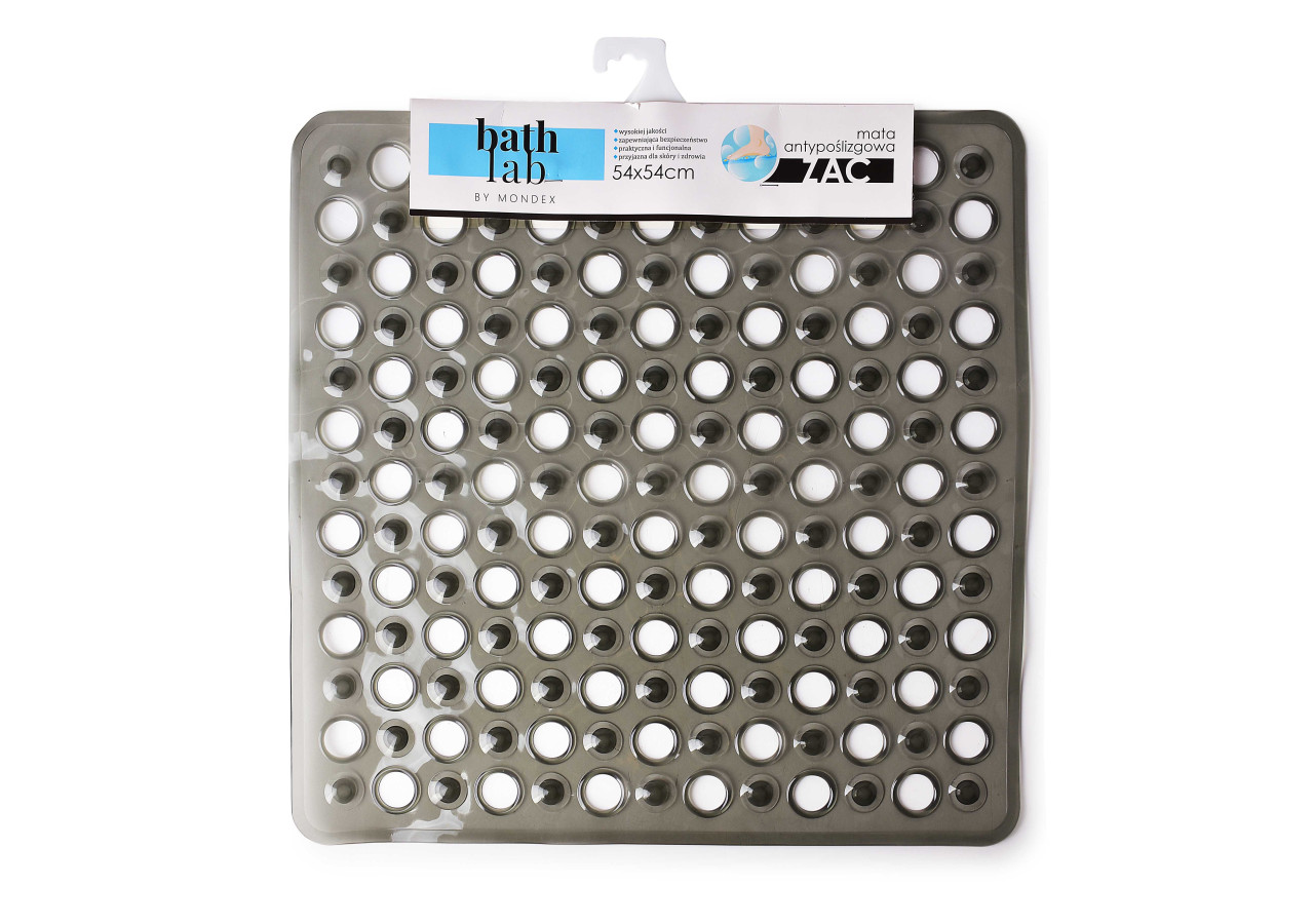 Tapis de bain ZAC BLACK - 54x54cm antidérapant - HTWM5880 - Bathlab By Mondex
