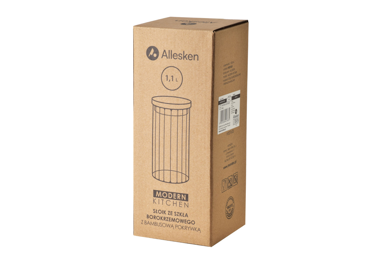 Bocal en verre MODERN KITCHEN - Capacité 1100ml pour la conservation optimale - HTID7635 - Mondex