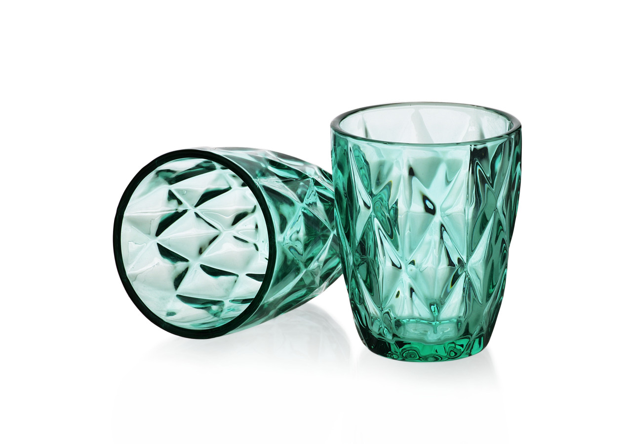 Verres ELISE TURQUOISE - Set de 6 verres 250ml en verre léger - HTID4024-PROM - Affekdesign By Mondex