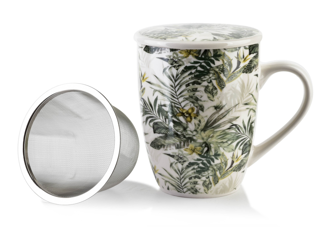 Mug EDDY - Porcelaine jungle avec infuseur et couvercle - HTPT4116 - Affekdesign By Mondex