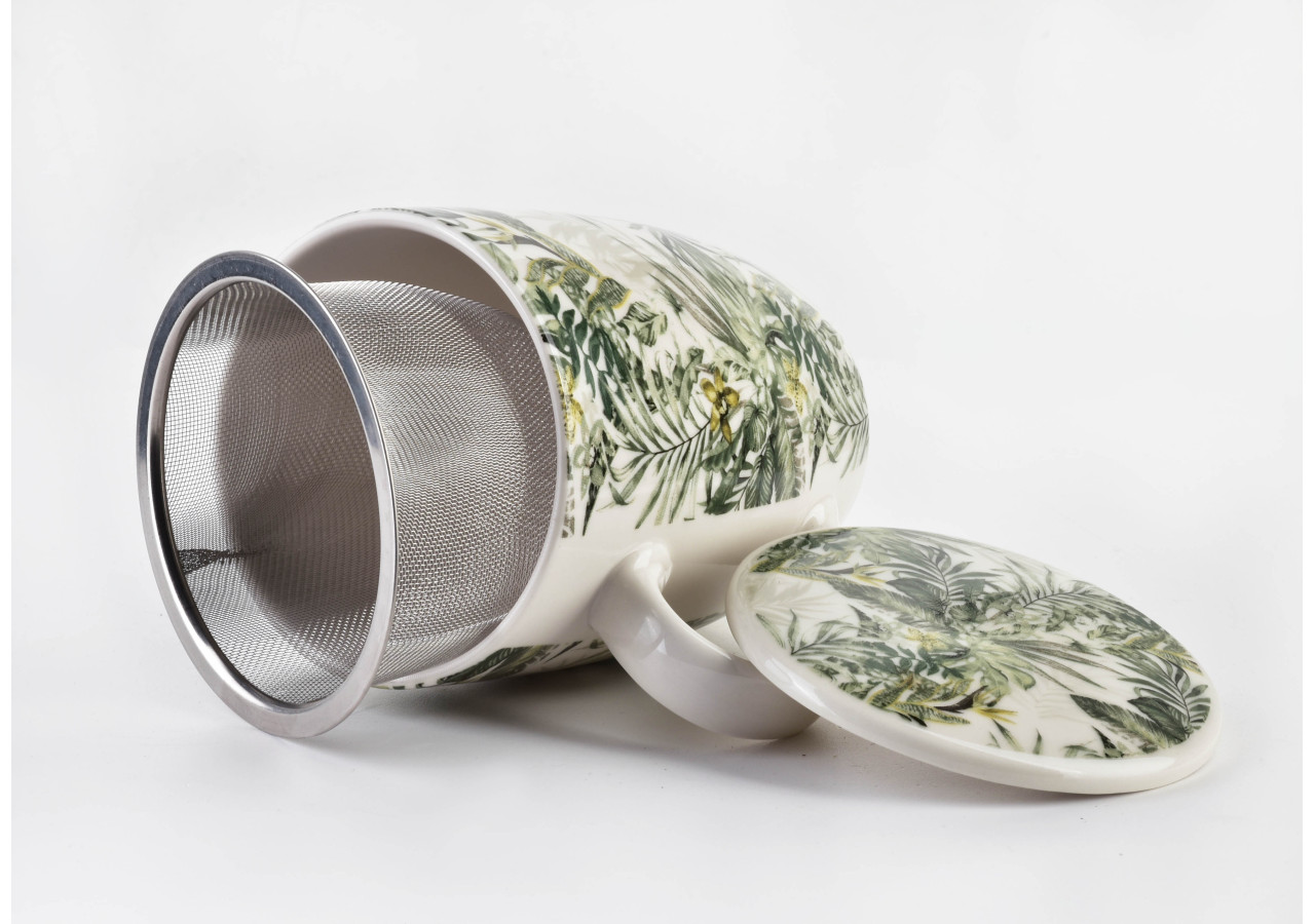 Mug EDDY - Porcelaine jungle avec infuseur et couvercle - HTPT4116 - Affekdesign By Mondex