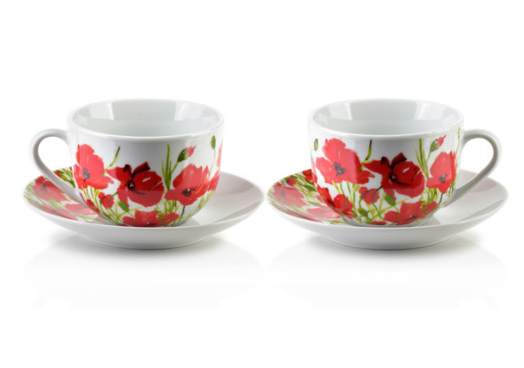 Ensemble de 2 tasses JOY - Porcelaine 245 ml avec soucoupes - HTTC5663-PROM - Affekdesign By Mondex