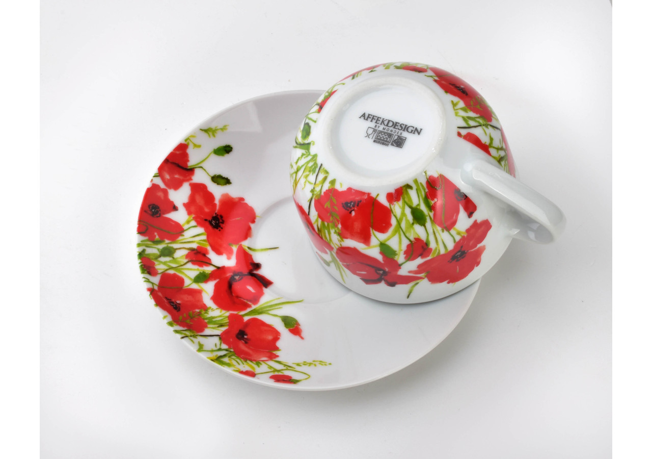 Ensemble de 2 tasses JOY - Porcelaine 245 ml avec soucoupes - HTTC5663-PROM - Affekdesign By Mondex