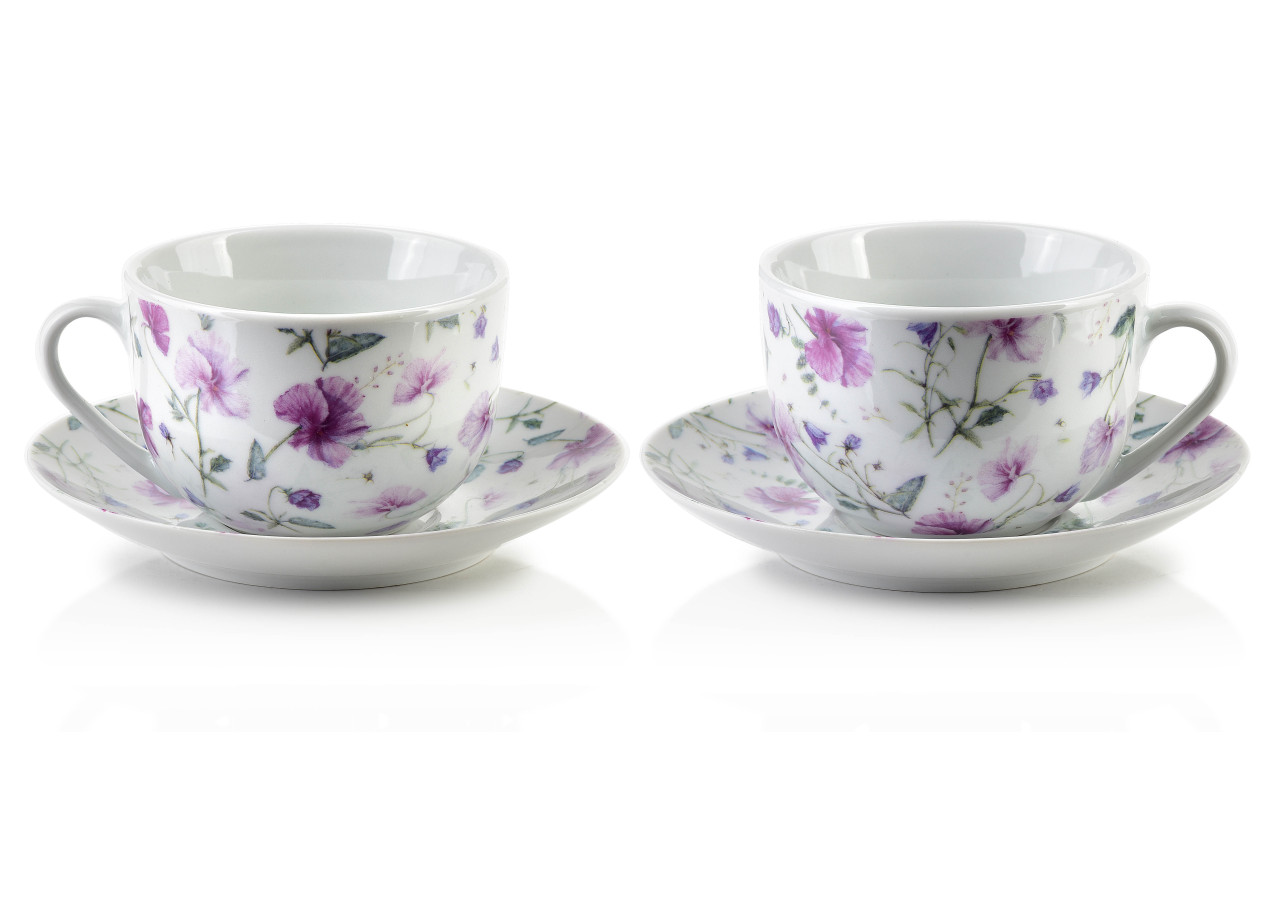 Ensemble de 2 tasses JOY - Porcelaine 245 ml avec soucoupes - HTTC5687-PROM - Affekdesign By Mondex