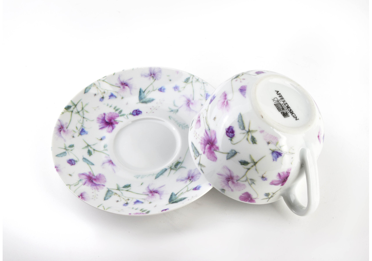 Ensemble de 2 tasses JOY - Porcelaine 245 ml avec soucoupes - HTTC5687-PROM - Affekdesign By Mondex