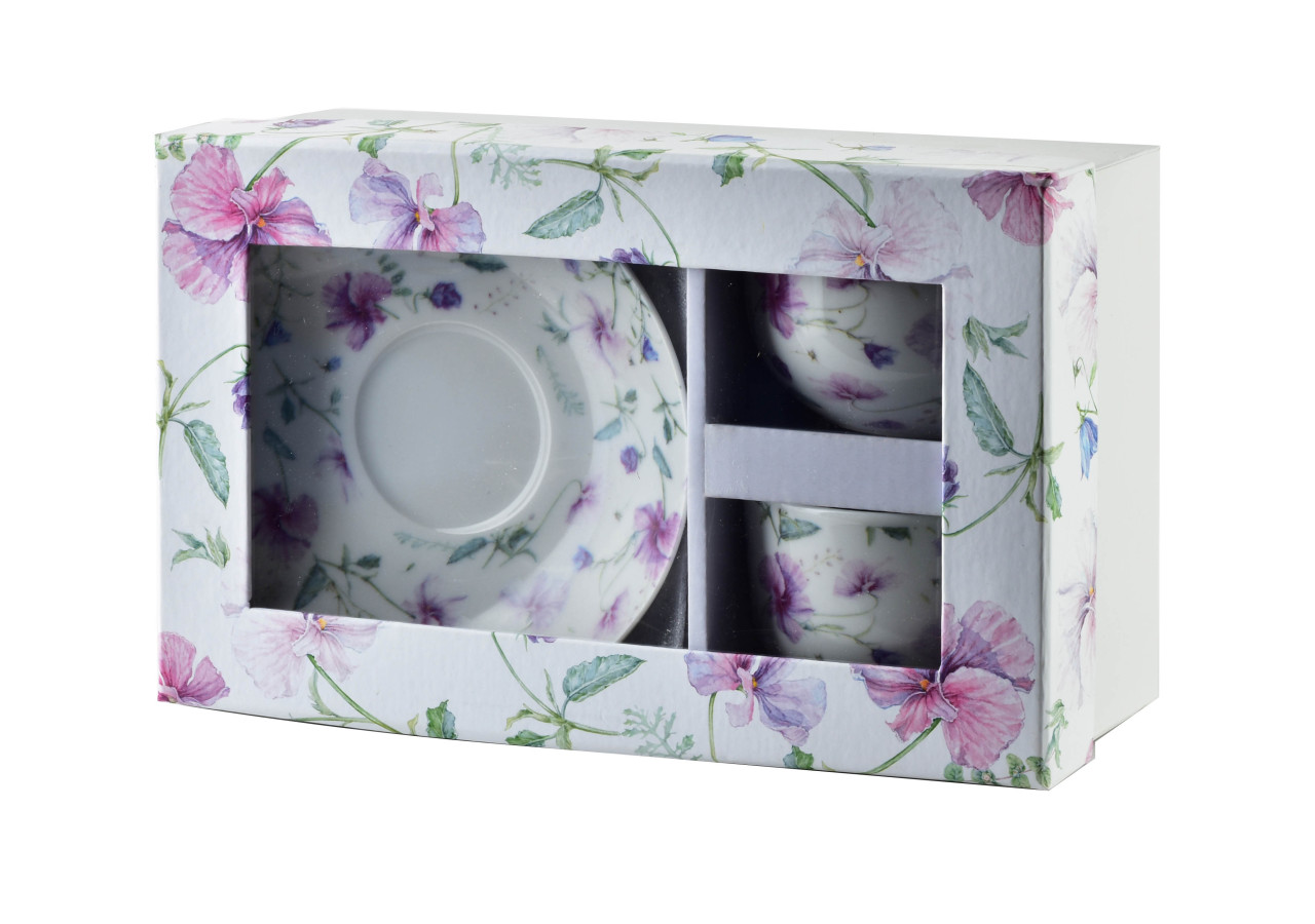 Ensemble de 2 tasses JOY - Porcelaine 245 ml avec soucoupes - HTTC5687-PROM - Affekdesign By Mondex