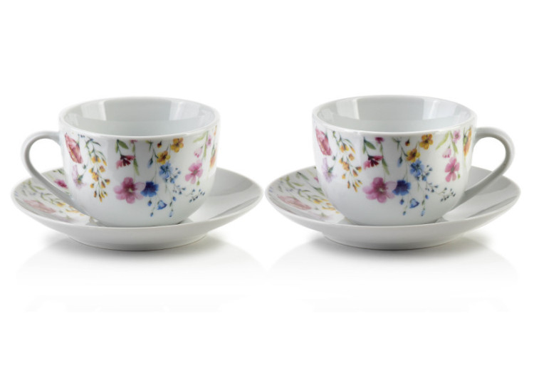 Ensemble de 2 tasses JOY - Porcelaine 245 ml avec soucoupes - HTTC5700-PROM - Affekdesign By Mondex