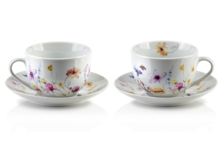 Ensemble de 2 tasses JOY - Porcelaine 245 ml avec soucoupes - HTTC5724-PROM - Affekdesign By Mondex