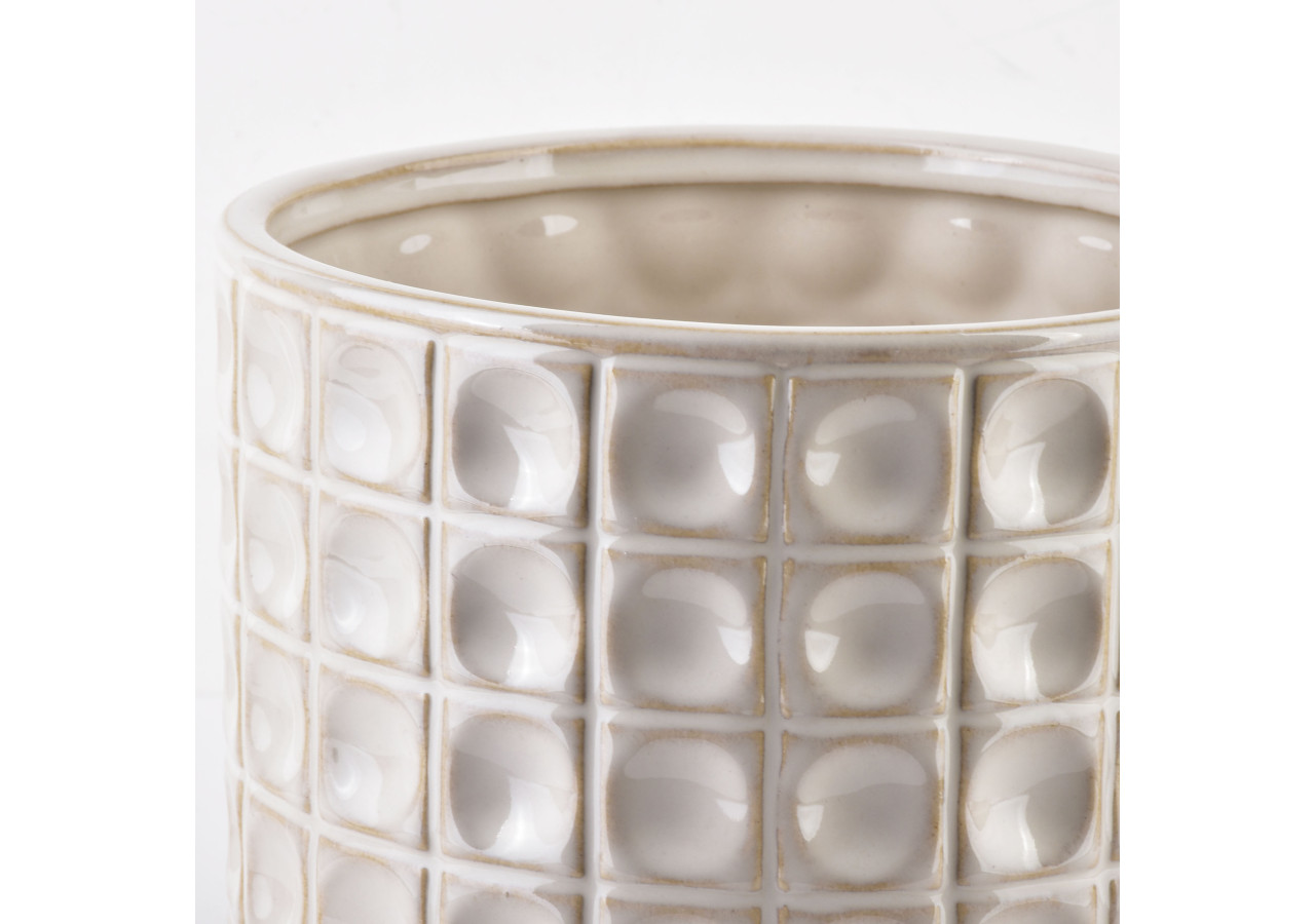 Vase VIENNA - Céramique beige 17 x 17 x 15,5 cm - HTTS5151 - Mondex