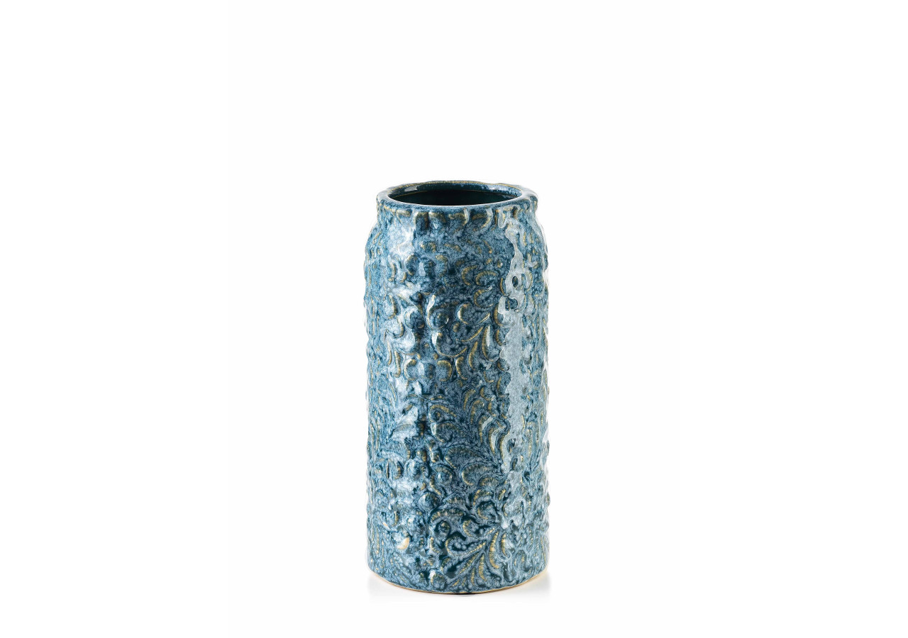 Vase en céramique YANDA BLUE - 8,5 x H21 cm - HTTS9609 - Mondex