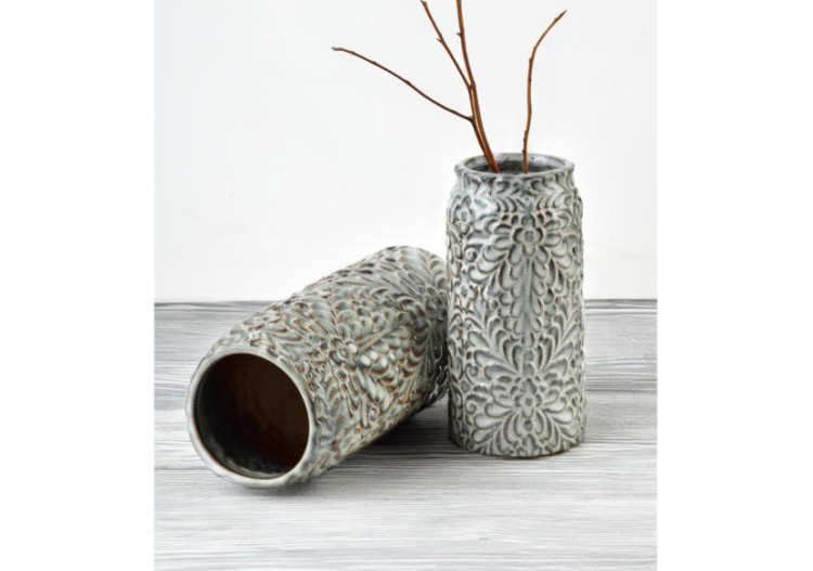 Vase YANDA BEIGE - Céramique 8,5xH21cm - HTTS9623 - Mondex 2