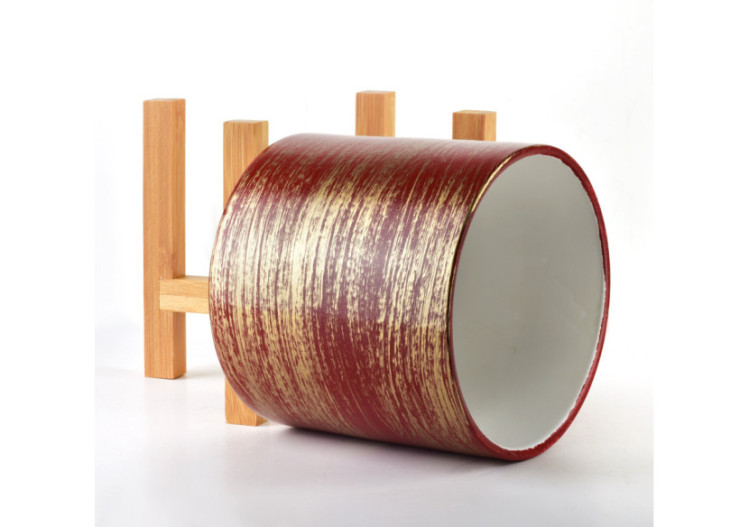 Cache-pot AVA - 12,5x12,5xH:11,7cm sur support rouge et or - HTYE0498 - Mondex 2