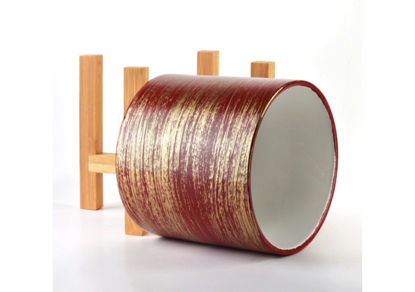 Cache-pot AVA - 12,5x12,5xH:11,7cm sur support rouge et or - HTYE0498 - Mondex