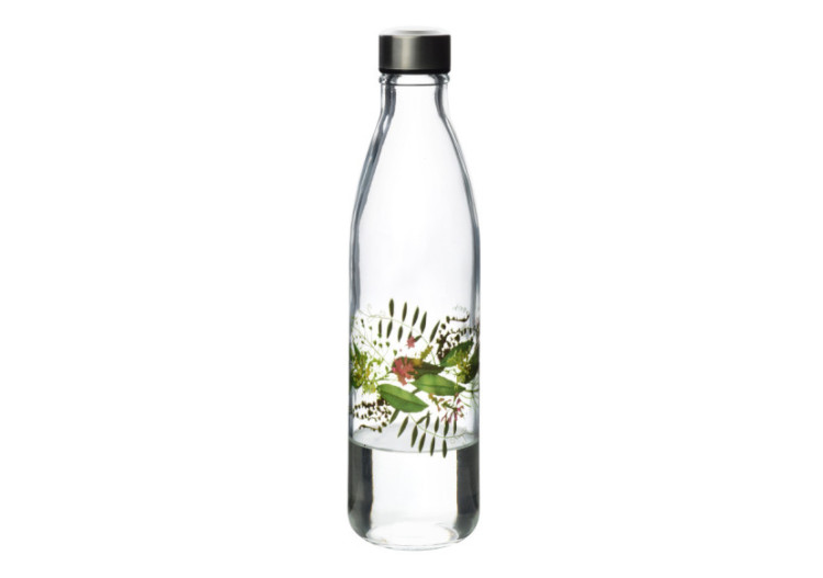 Bouteille HOLLIE IDYLLIC - Verre 1000ml avec motif floral - HTID1312 - Allesken
