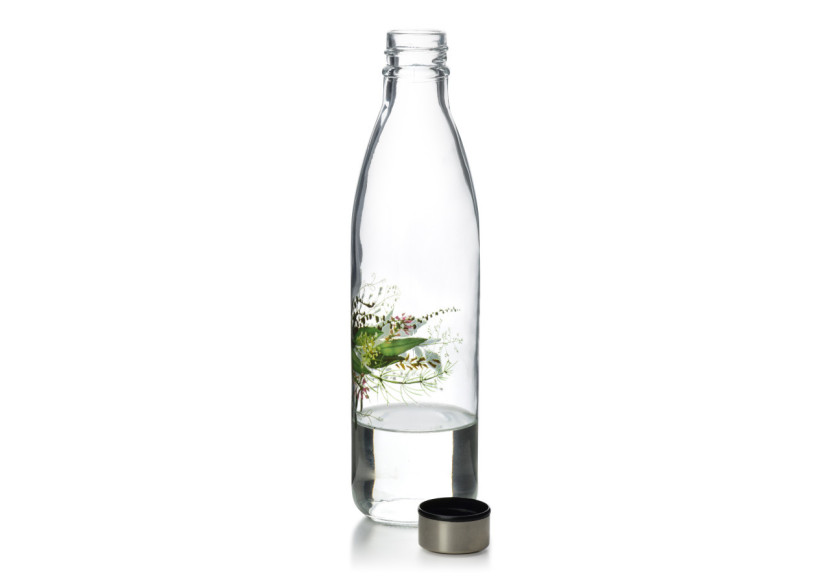 Bouteille HOLLIE IDYLLIC - Verre 1000ml avec motif floral - HTID1312 - Allesken