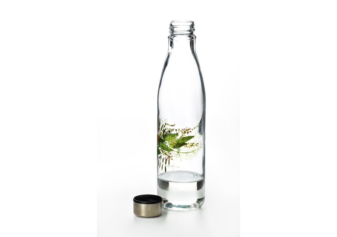 Bouteille HOLLIE IDYLLIC - Verre 750ml avec motif floral - HTID1329 - Allesken
