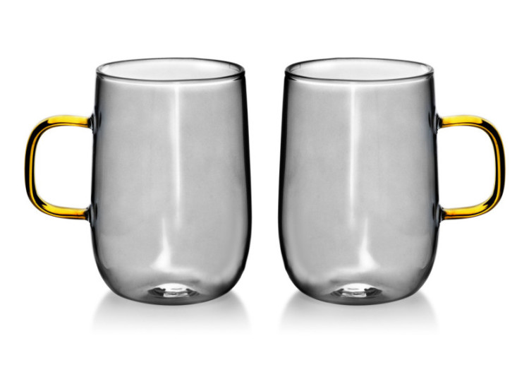 Ensemble de 2 Tasses Thermiques PETER - 400ml en verre borosilicaté - HTID0348-PROM - Affekdesign By Mondex