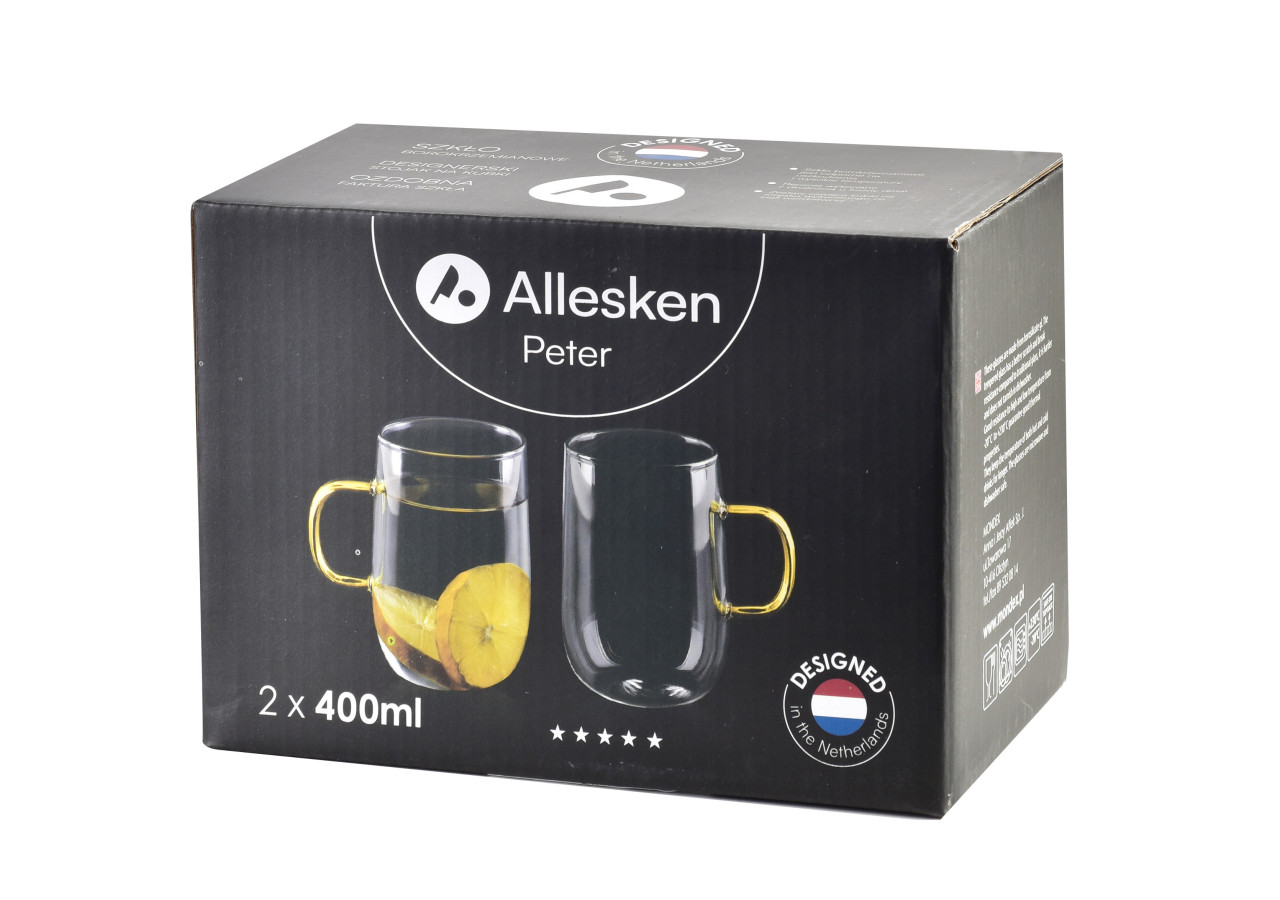 Ensemble de 2 Tasses Thermiques PETER - 400ml en verre borosilicaté - HTID0348-PROM - Affekdesign By Mondex