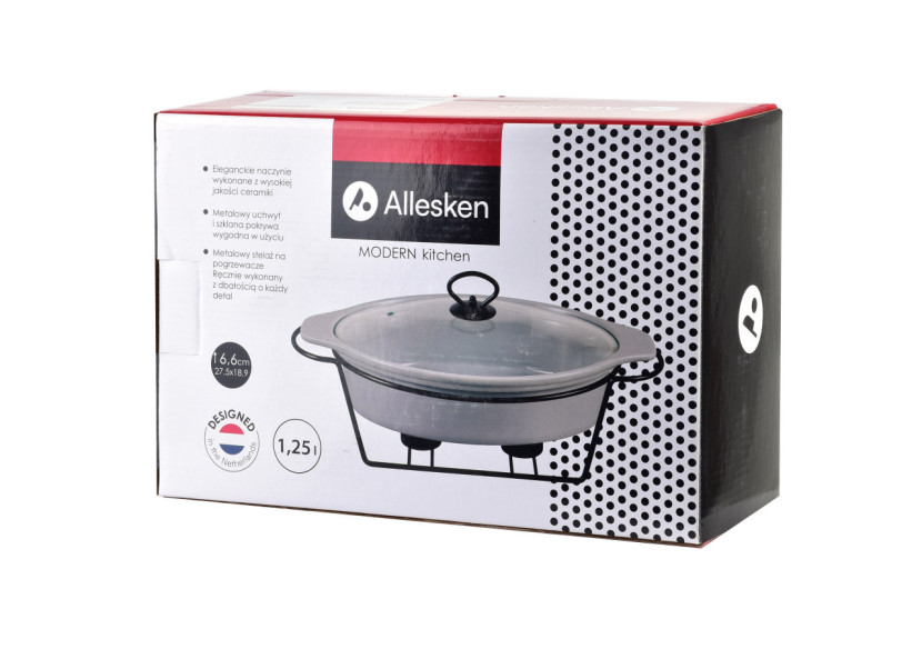 Plat MODERN KITCHEN - 1,25L avec chauffe-plat 27,5x18,9xH6,6cm - HTN0949-PROM - Allesken