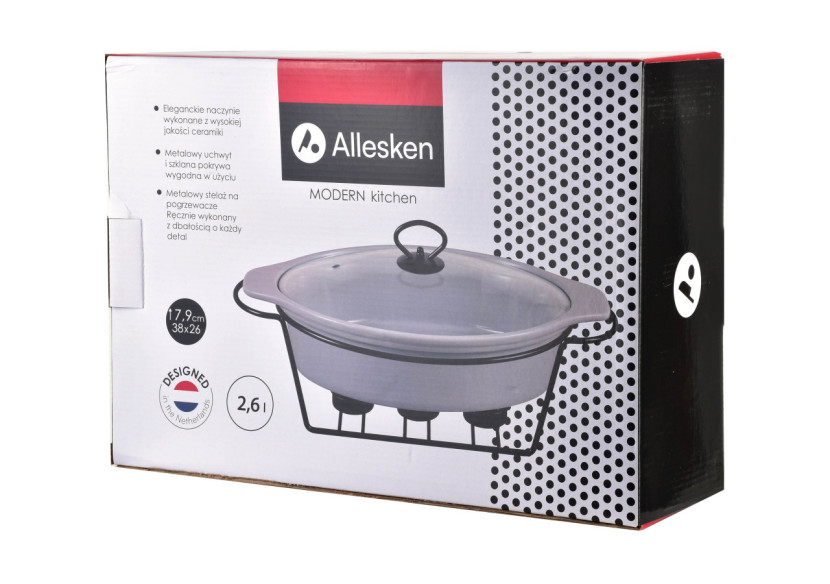 Plat MODERN KITCHEN - 2,6L avec chauffe-plat 38x26xH7,9cm - HTN0963-PROM - Allesken