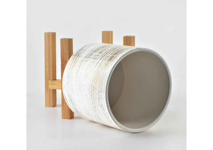 Pot AVA - Support blanc et doré, 12,5x12,5cm et H:11,7cm - HTYE0511-PROM - Mondex