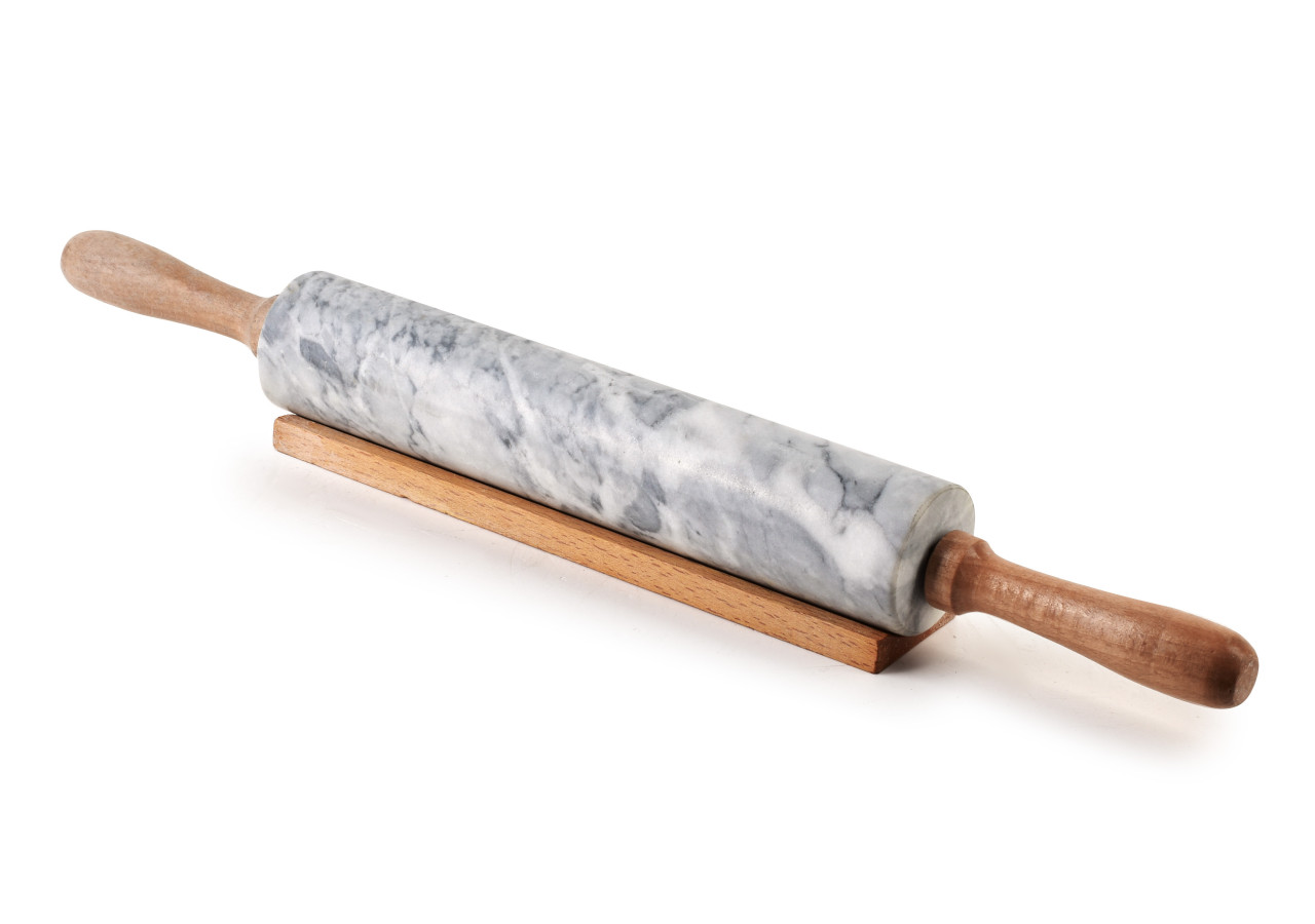 Rouleau à pâtisserie MODERN KITCHEN - Pierre naturelle avec poignées en bois 46x5,5cm - HTUA9690 - Allesken