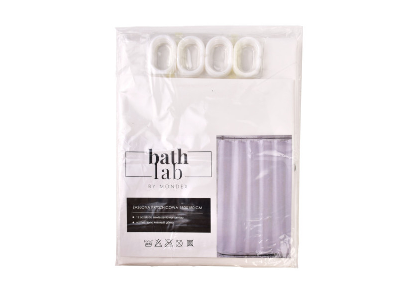 Rideau de douche ZAC WHITE - 180x180cm avec 12 œillets - HTUA0764 - Bathlab By Mondex Rideau de douche ZAC WHITE - 180x180cm avec 12 œillets - HTUA0764 - Bathlab By Mondex