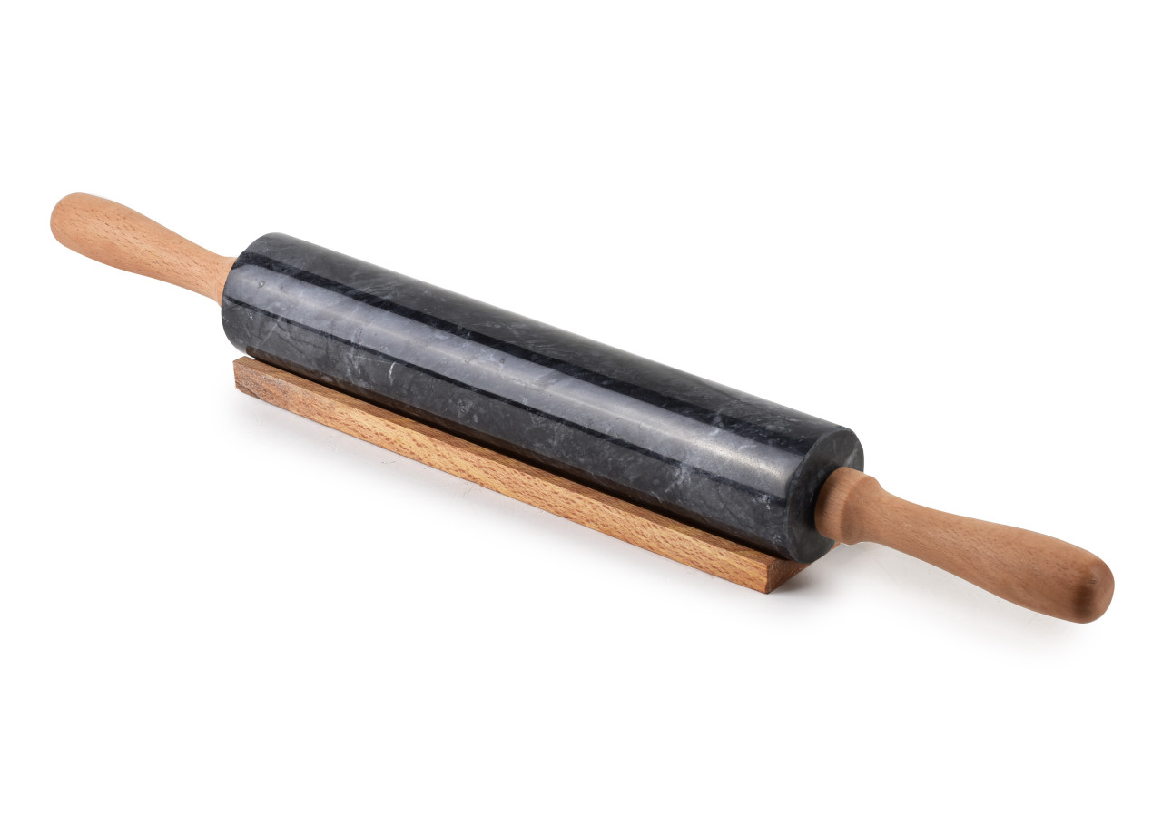 Rouleau à pâtisserie MODERN KITCHEN - Pierre naturelle avec poignées en bois 46x5,5cm - HTUA9683 - Allesken