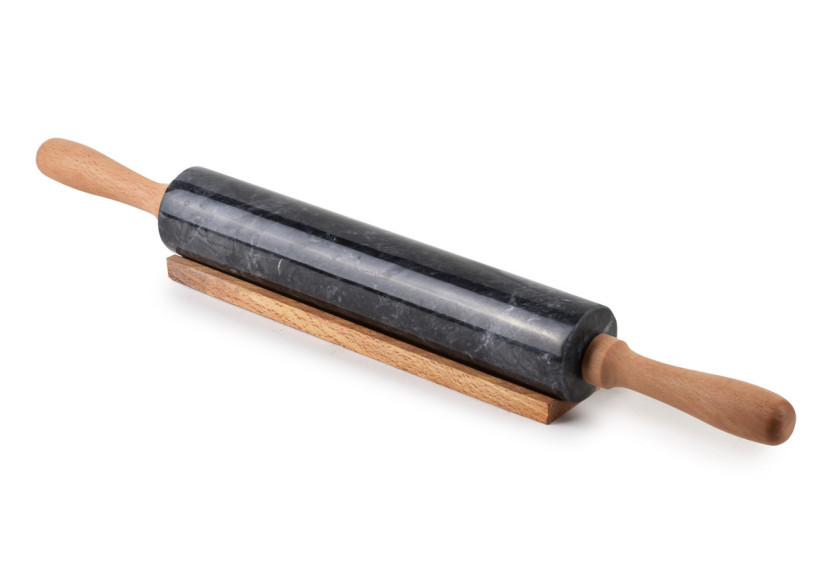 Rouleau à pâtisserie MODERN KITCHEN - Pierre naturelle avec poignées en bois 46x5,5cm - HTUA9683 - Allesken