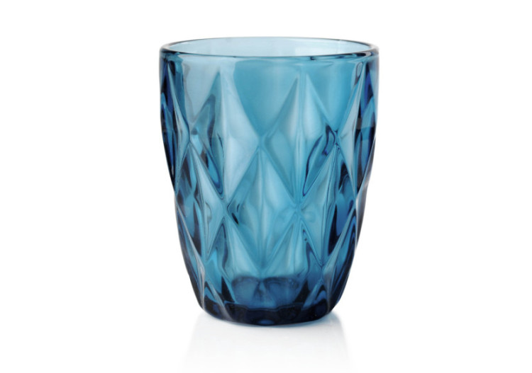 Verre ELISE BLUE - Lot de 6 en verre turquoise 250ml 8x5xh10cm - HTID3848-PROM - Affekdesign By Mondex