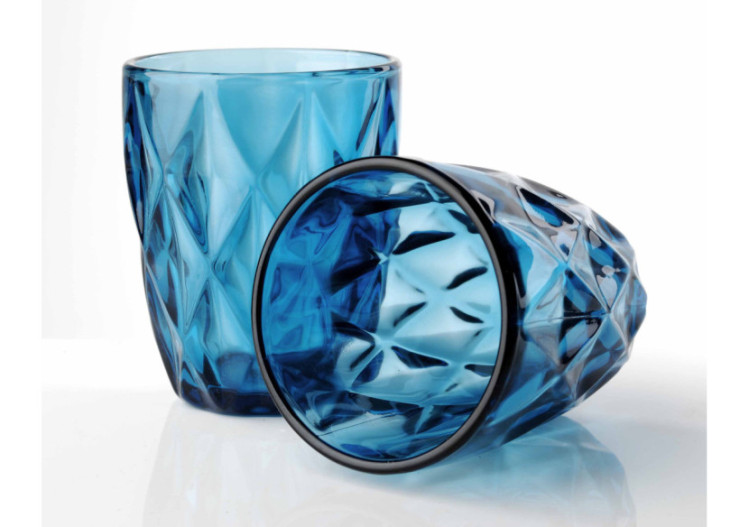 Verre ELISE BLUE - Lot de 6 en verre turquoise 250ml 8x5xh10cm - HTID3848-PROM - Affekdesign By Mondex 2