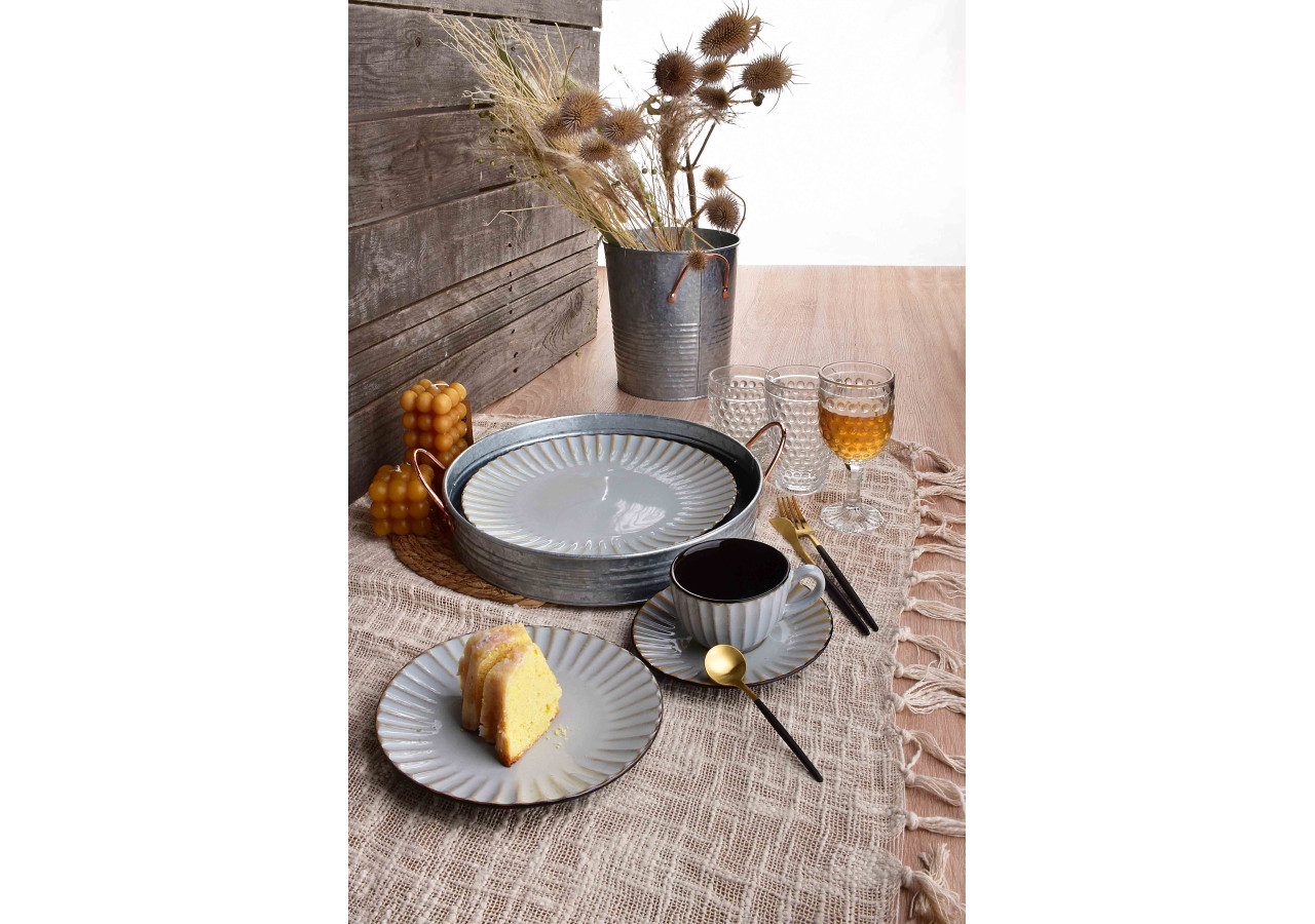 Assiette de Dessert EVIE GREY - 20xH2cm - HTPW4883-PROM - Mondex