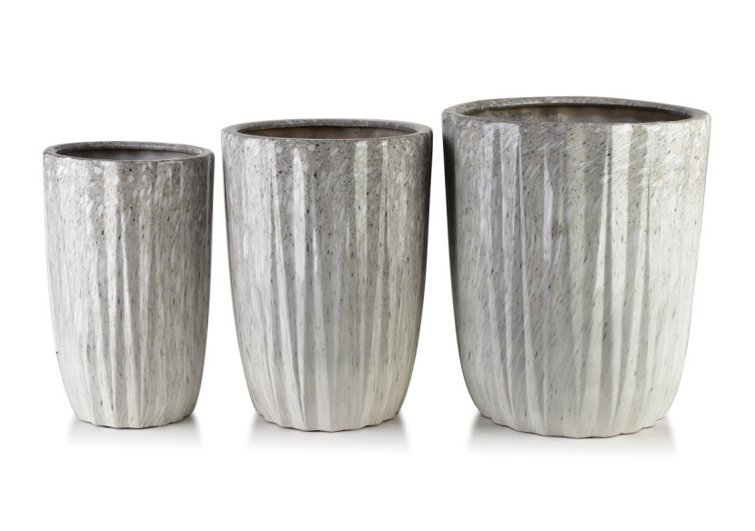 Ensemble NEVA MARBLE - 3 Pots de Fleurs 39.5x39.5x48.5/31.5x31.5x44.5/24.5x24.5x41.5cm - HTYE2639 - Mondex