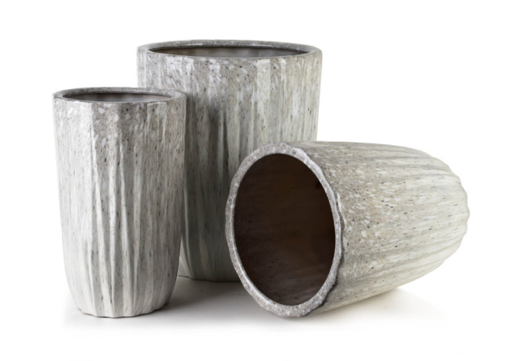 Ensemble NEVA MARBLE - 3 Pots de Fleurs 39.5x39.5x48.5/31.5x31.5x44.5/24.5x24.5x41.5cm - HTYE2639 - Mondex 2