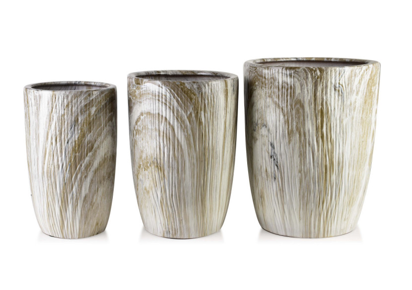 Lot de 3 Cache-Pots NEVA MARBLE - 37x37x47cm, 30x30x43cm et 24x24x40cm - HTYE2707 - Mondex