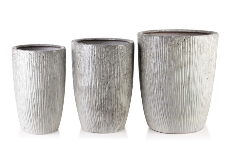 Lot de 3 Cache-Pots NEVA MARBLE - 37x37x47cm, 30x30x43cm et 24x24x40cm - HTYE2783 - Mondex