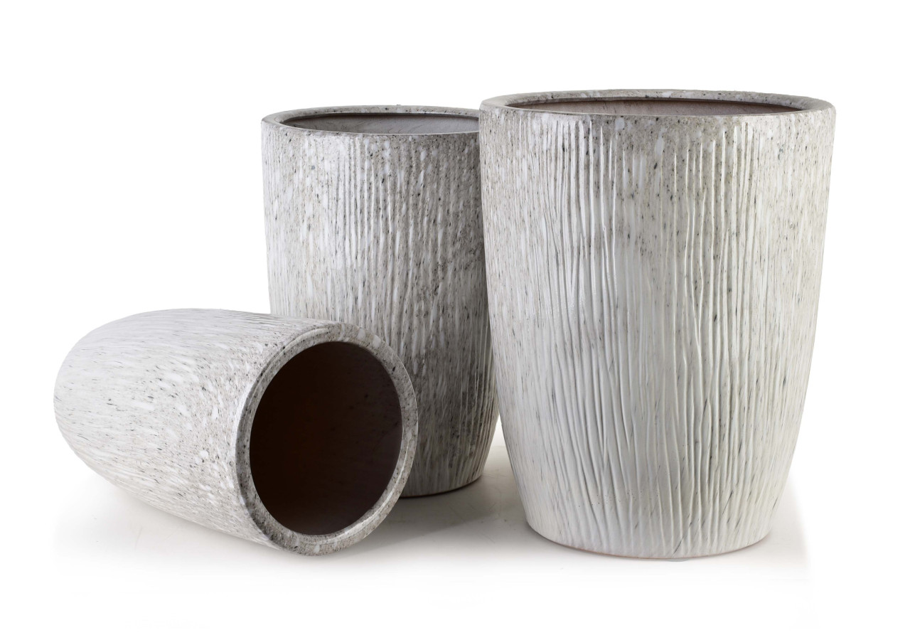 Lot de 3 Cache-Pots NEVA MARBLE - 37x37x47cm, 30x30x43cm et 24x24x40cm - HTYE2783 - Mondex