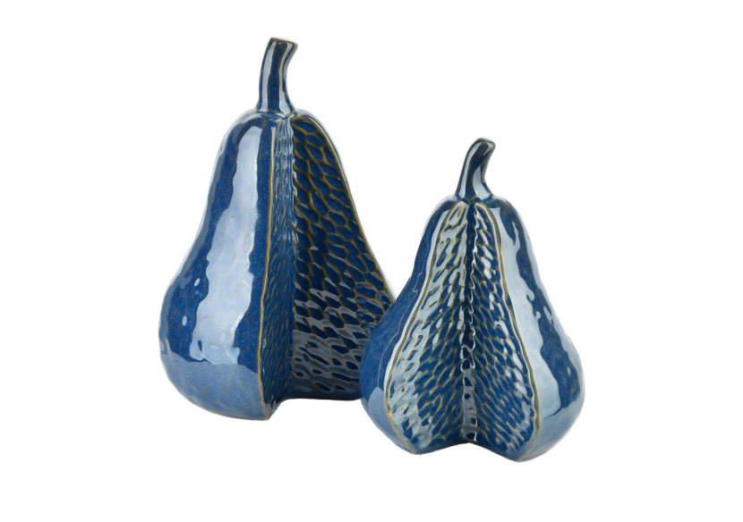 Figurine SAGGIO PEAR - Design élégant 13,5x12x21cm en bleu marine - HTTS1730 - Mondex