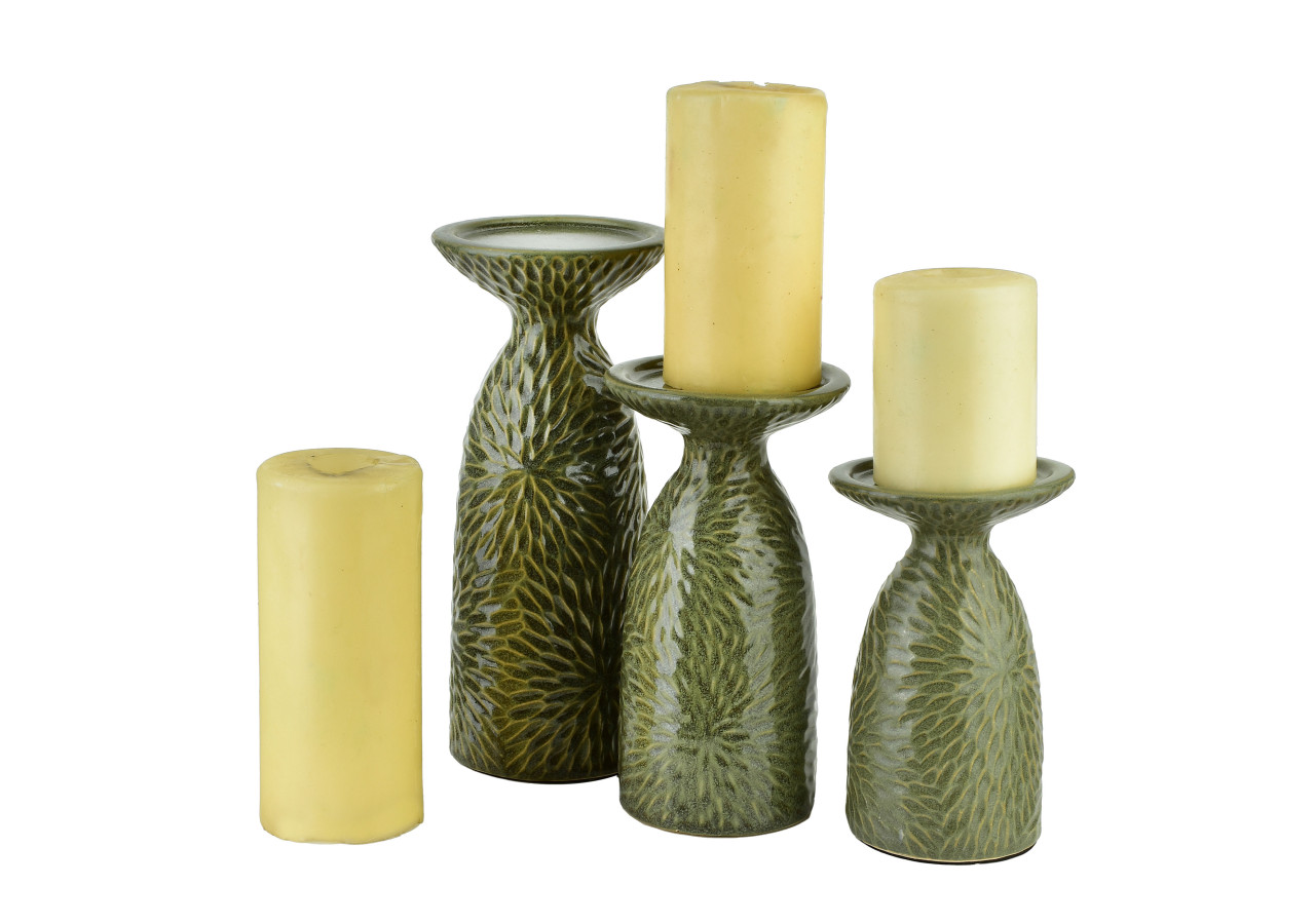 YARINE GREEN - Bougeoir raffiné 11x10x25,5cm - HTTS1969 - Mondex