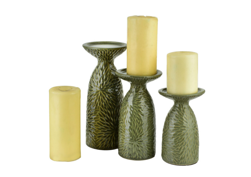 YARINE GREEN - Bougeoir raffiné 11x10x25,5cm - HTTS1969 - Mondex