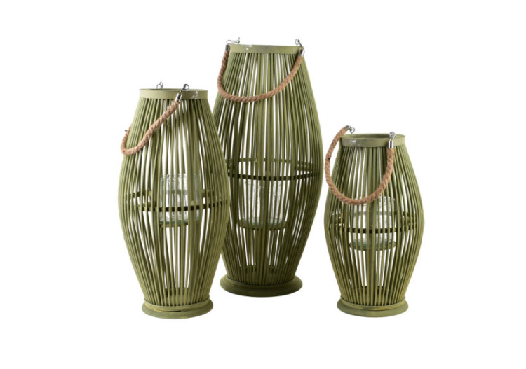 Lampion LUCIE GREEN - 24 x 50 cm, éclat et style - HTO2966 - Mondex 2